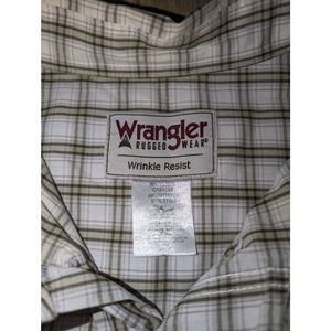 Wrangler Rugged Wear Men's White Plaid Long Sleeve button Up Size 3XL